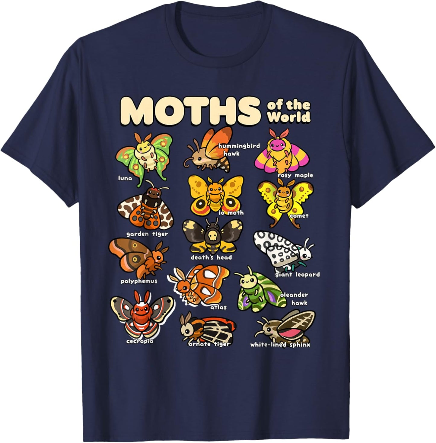 Moth Shirt for Insect Moth Lovers Moths Animals of The World T-Shirt - T-Shirt | Navy