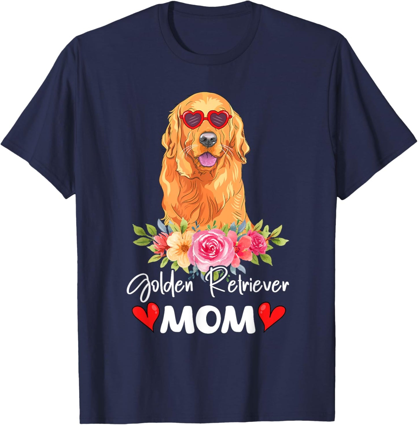 Golden Retriever Mom Mama Sunglasses Dog Lover Owner T-Shirt - T-Shirt | Navy