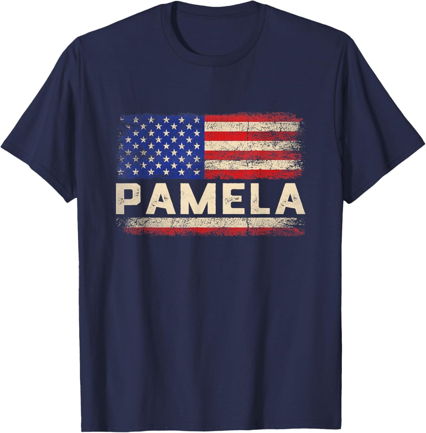 Pamela First Name Shirt Pamela Name American Flag T-Shirt - T-Shirt | Navy