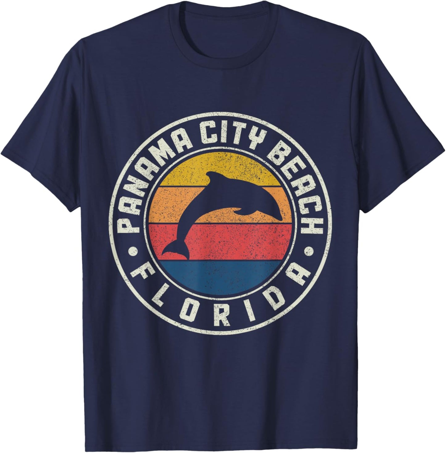 Panama City Beach Florida Dolphin Souvenir Vintage T-Shirt - T-Shirt | Navy
