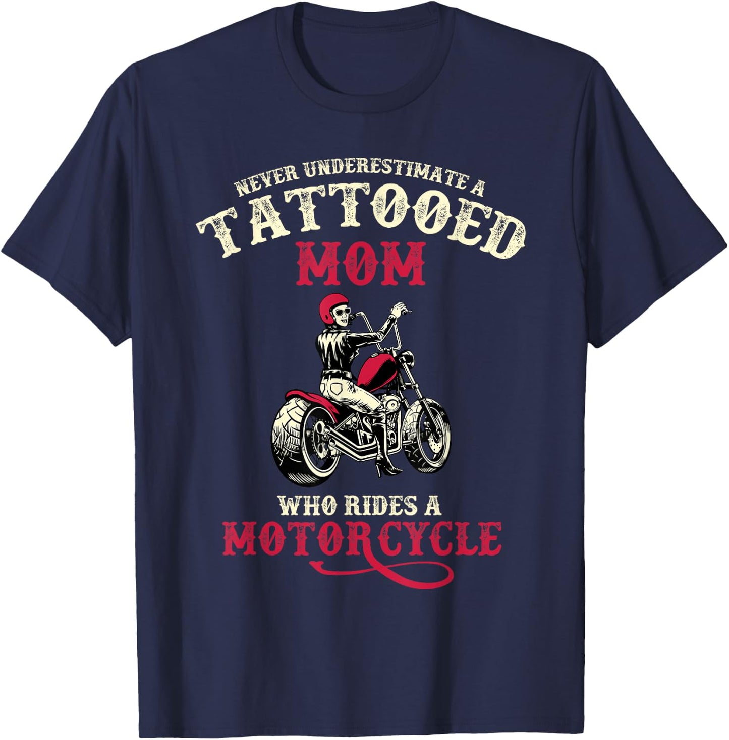 Body Art Tattoo Mum Mother's Day Gift Motorcyclist T-Shirt - T-Shirt | Navy