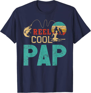 Reel cool Pap Fishing Father’s Day Gift Fisherman Pap T-Shirt - T-Shirt | Navy