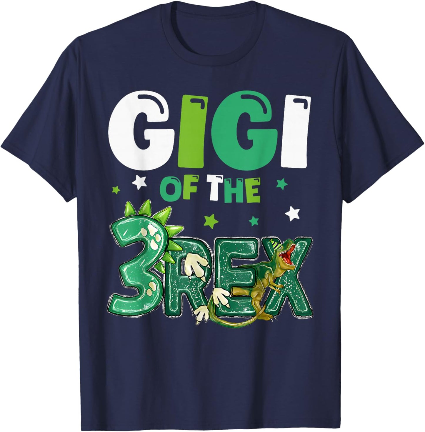 Gigi of the Three Rex Birthday Dinosaur Family Matching T-Shirt - T-Shirt | Navy