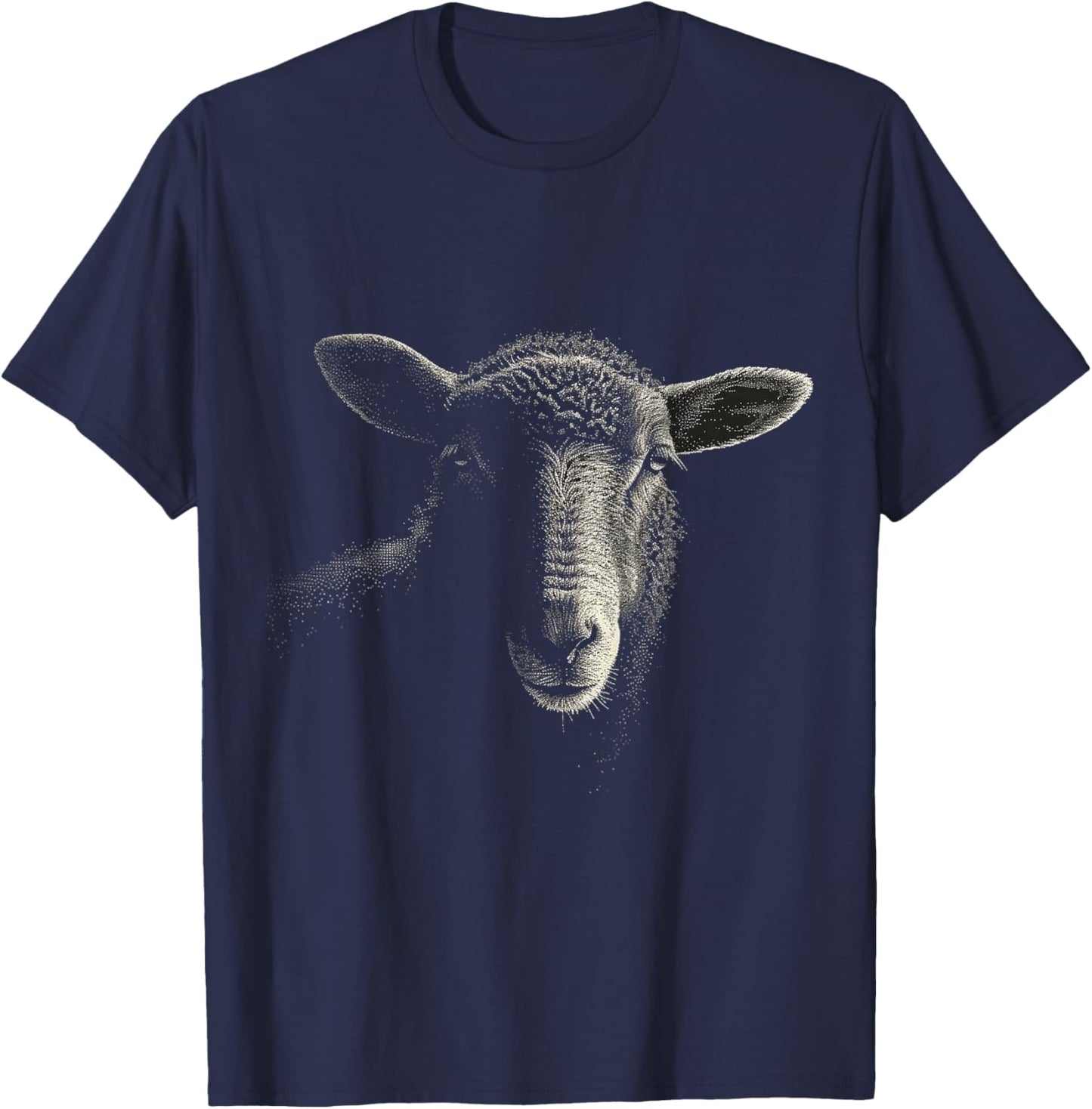 Sheep Pixel Portrait Animal Illlustration Artwork Sheep T-Shirt - T-Shirt | Navy
