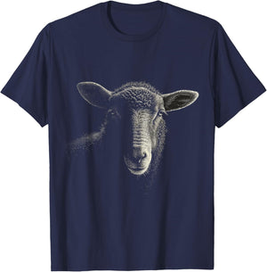 Sheep Pixel Portrait Animal Illlustration Artwork Sheep T-Shirt - T-Shirt | Navy