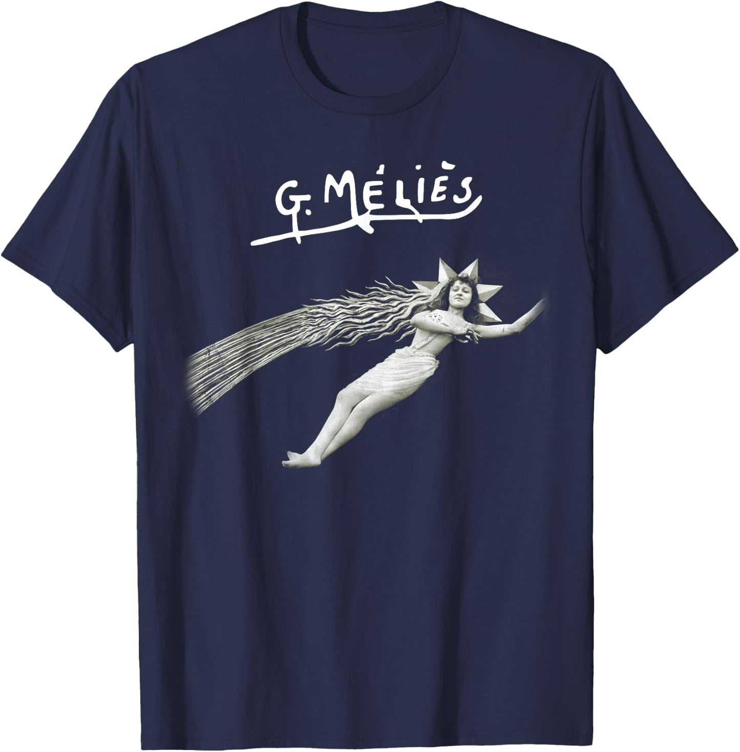 A Trip to the Moon (1902) Falling Star Silent Movie Vintage T-Shirt - T-Shirt | Navy