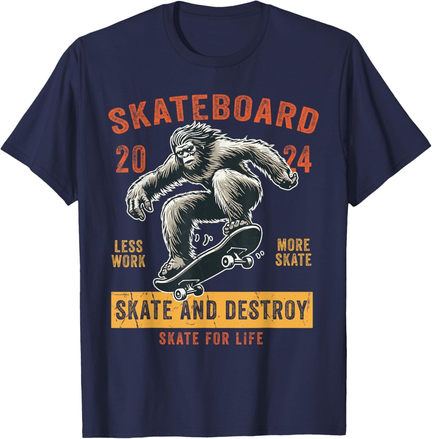 Skateboard Funny Skateboarding Vintage Bigfoot Skater T-Shirt - T-Shirt | Navy