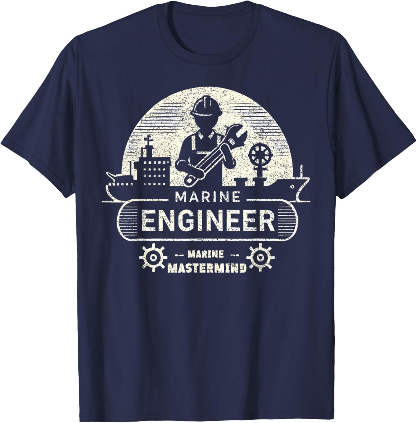 Marine Engineer Marine Mastermind Engineer Design T-Shirt - T-Shirt | Navy