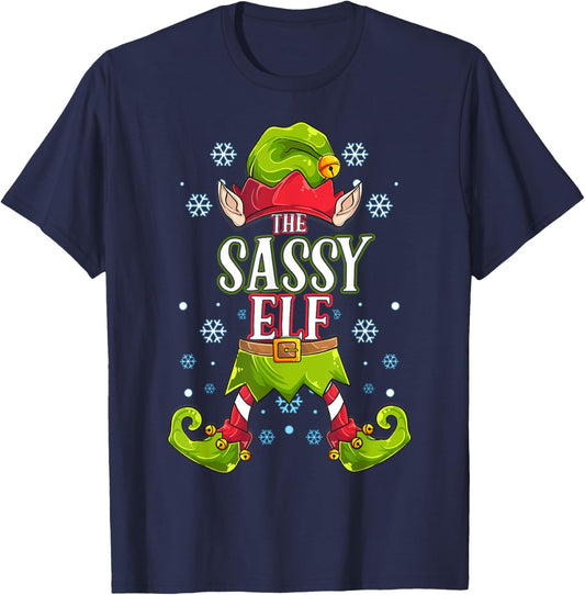 Sassy Elf Matching Family Group Christmas Party T-Shirt - T-Shirt | Navy