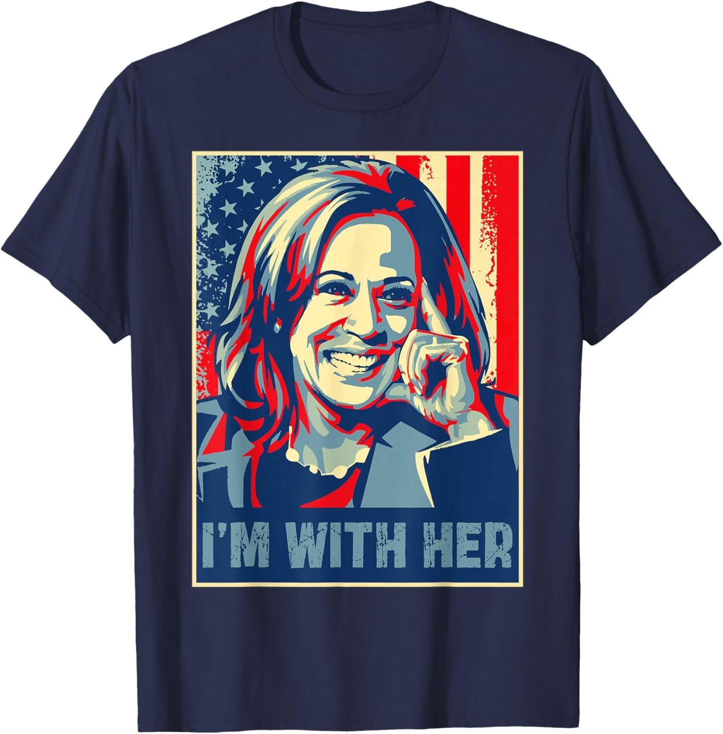 Retro I'm With Her Kamala Harris USA President Election 2028 T-Shirt - T-Shirt | Navy