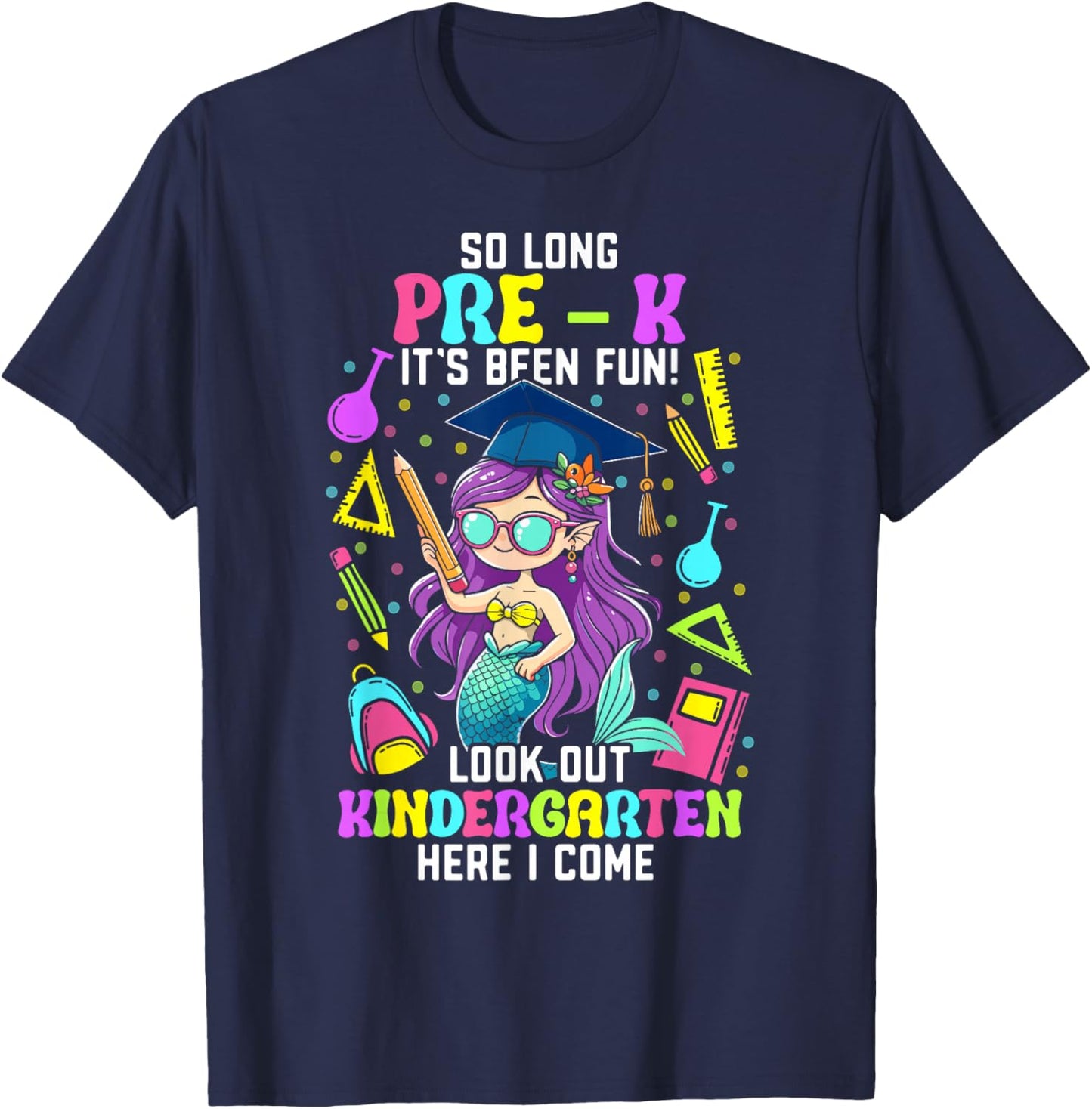 So long pre k its been fun shirt mermaid Prek graduation T-Shirt - T-Shirt | Navy