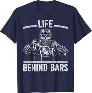 Life Behind Bars Biker Motorcycle T-Shirt - T-Shirt | Navy