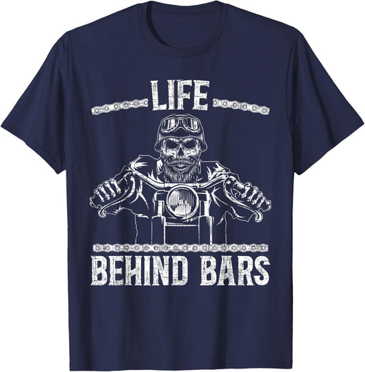 Life Behind Bars Biker Motorcycle T-Shirt - T-Shirt | Navy