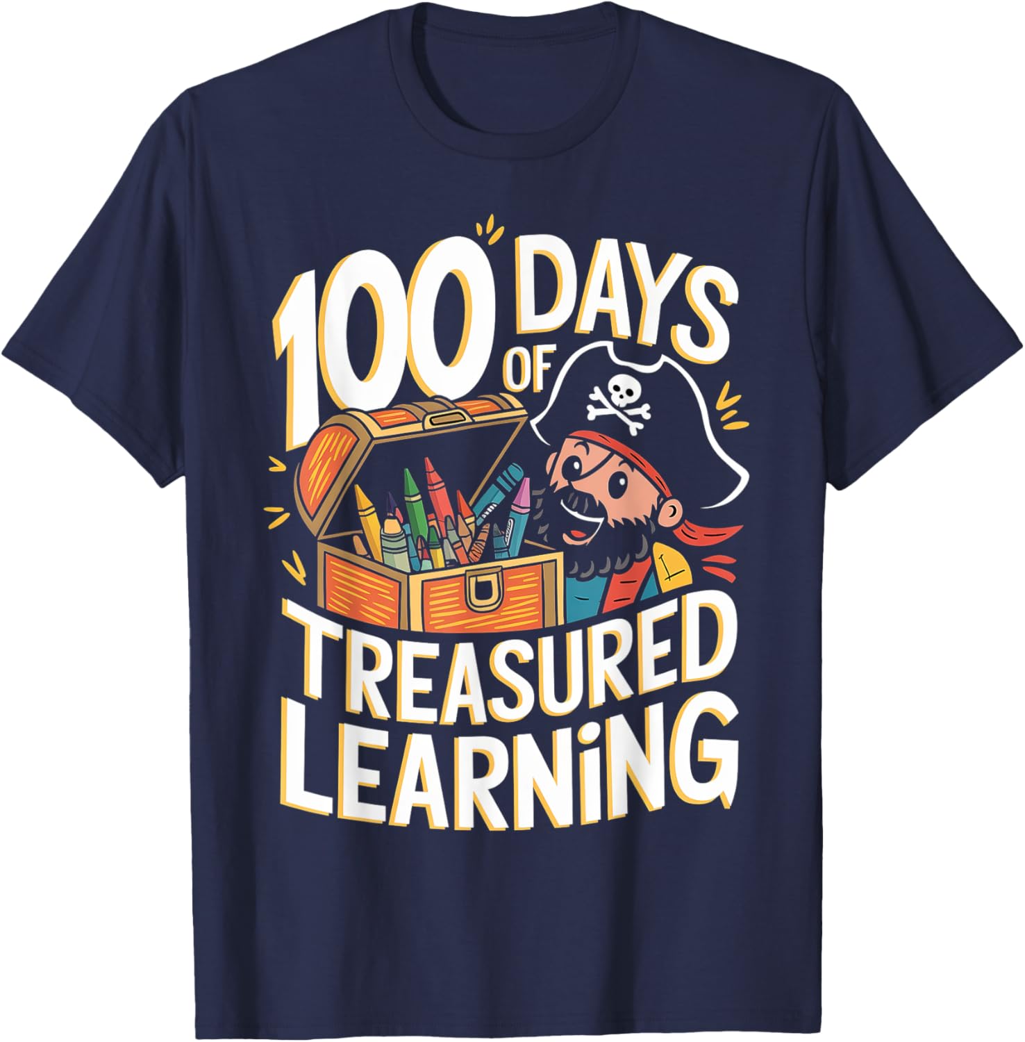100 Days of School Boys Teacher 100th Day Pirate Outfit T-Shirt - T-Shirt | Navy