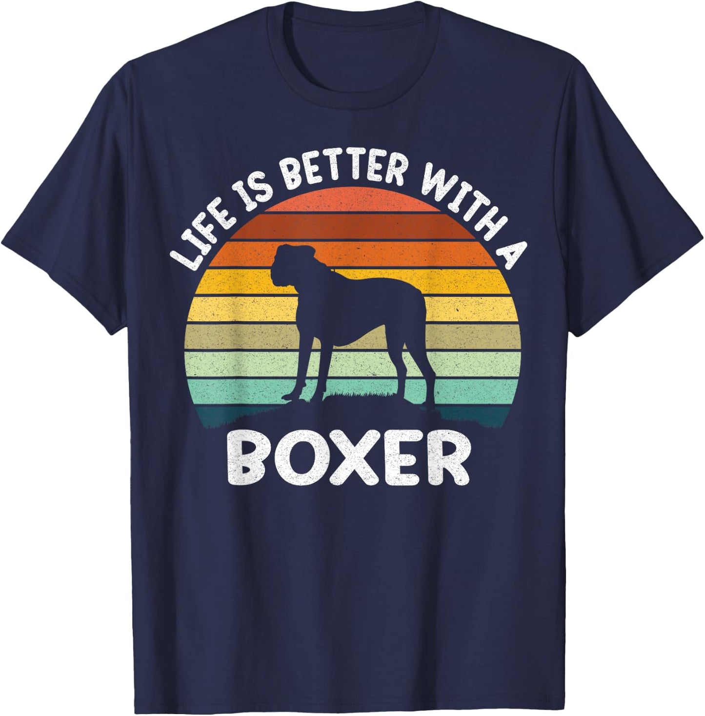 Life is Better With A Boxer Dog Boxer Dad Boxer mom Men Women Kids T-Shirt - T-Shirt | Navy