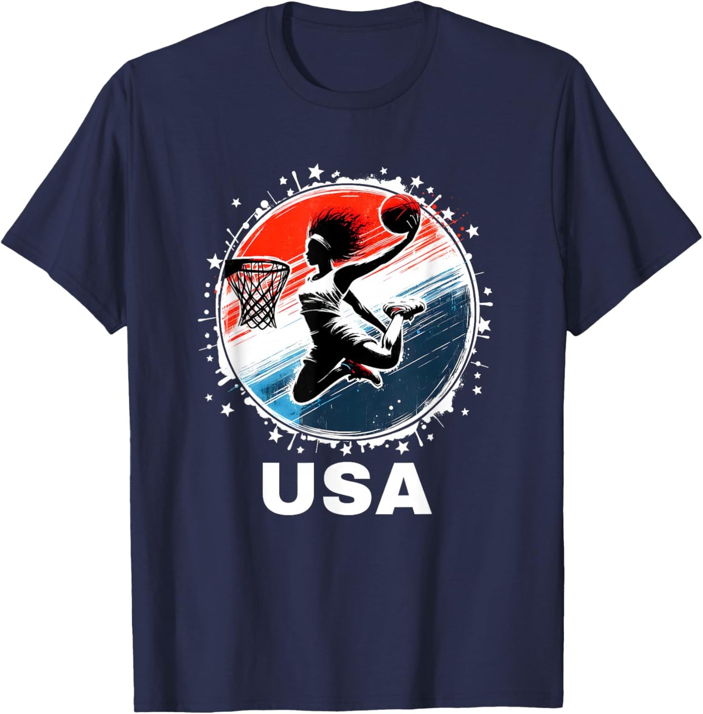 USA Team Basketball Shirt Basketball Women Basketball USA T-Shirt - T-Shirt | Navy
