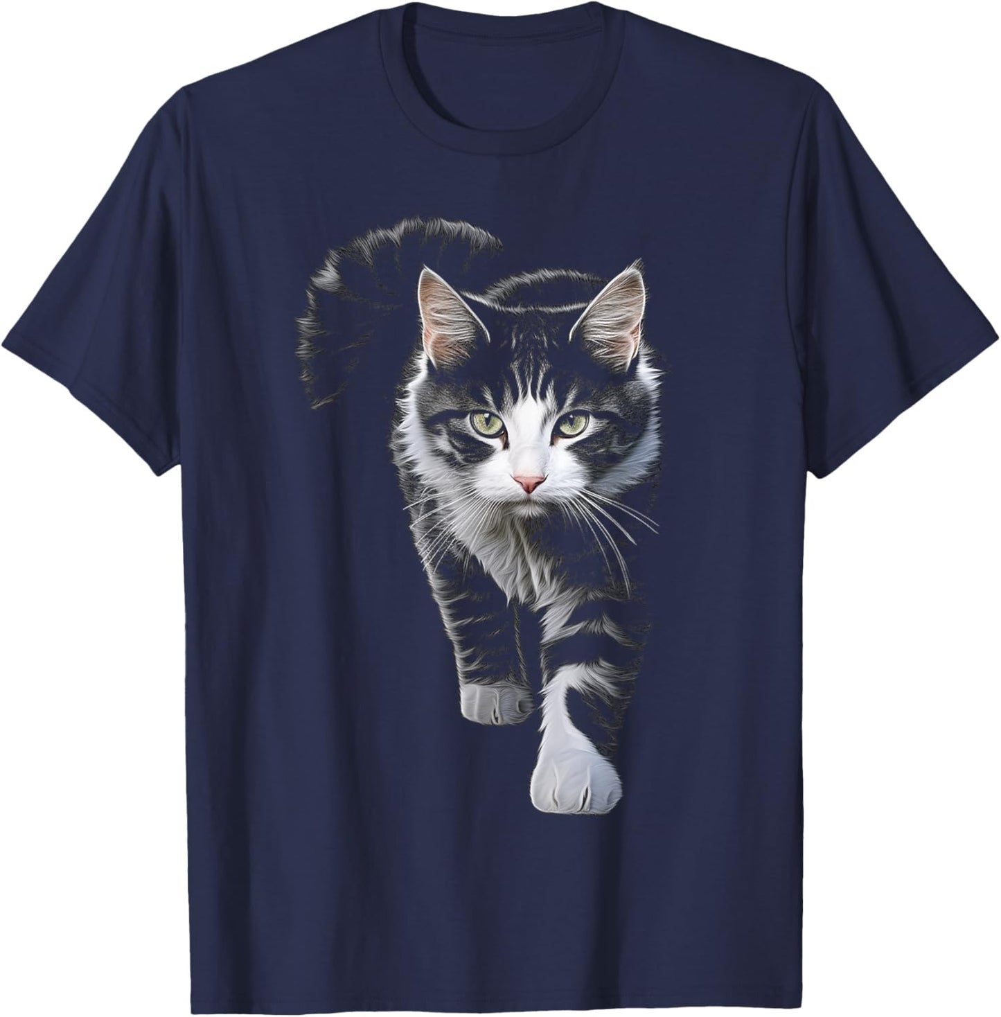 Cat Drawing Animal Art Motif Cat T-Shirt - T-Shirt | Navy