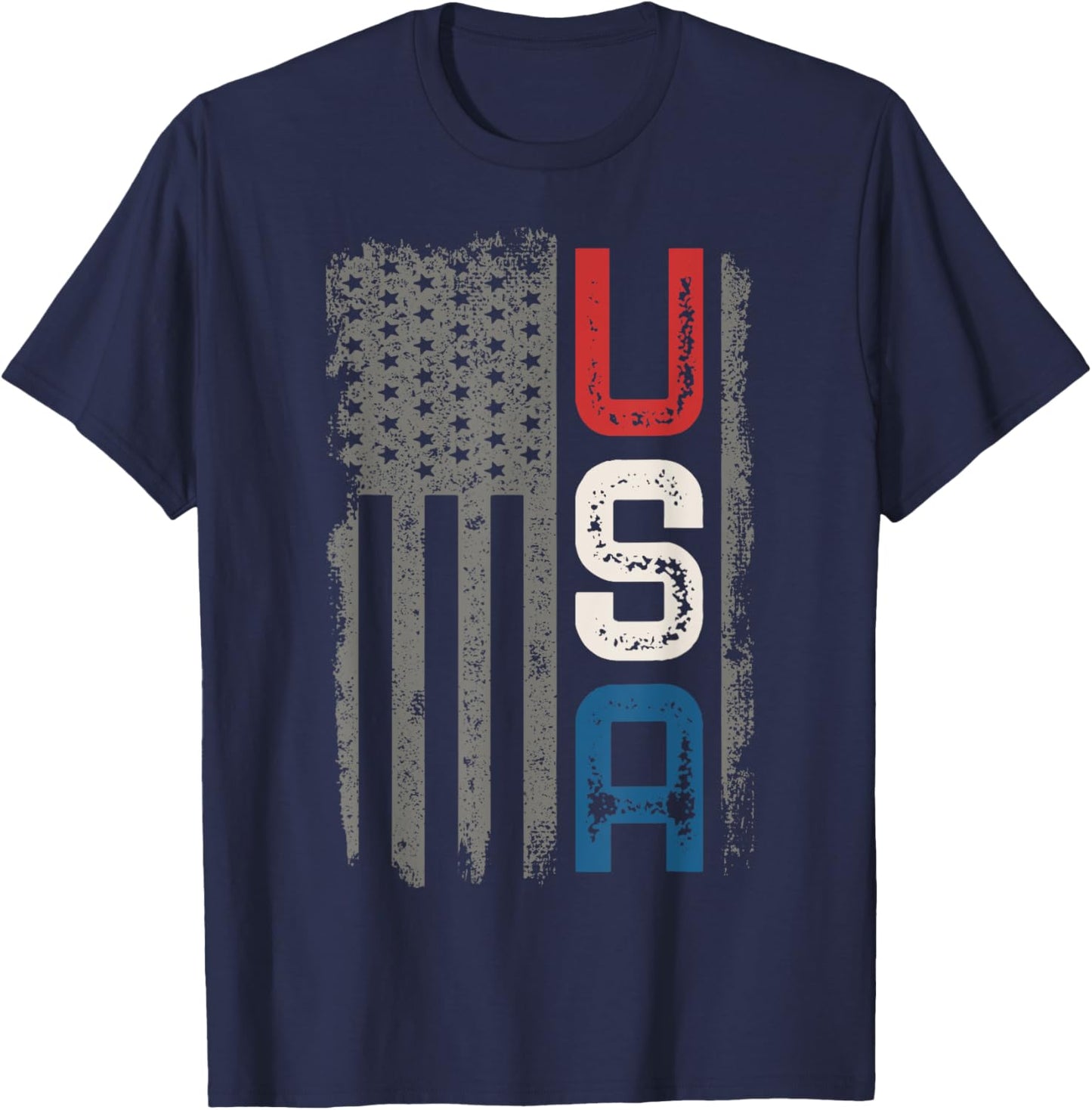 American Flag Vintage USA Patriotic Distressed American Flag T-Shirt - T-Shirt | Navy