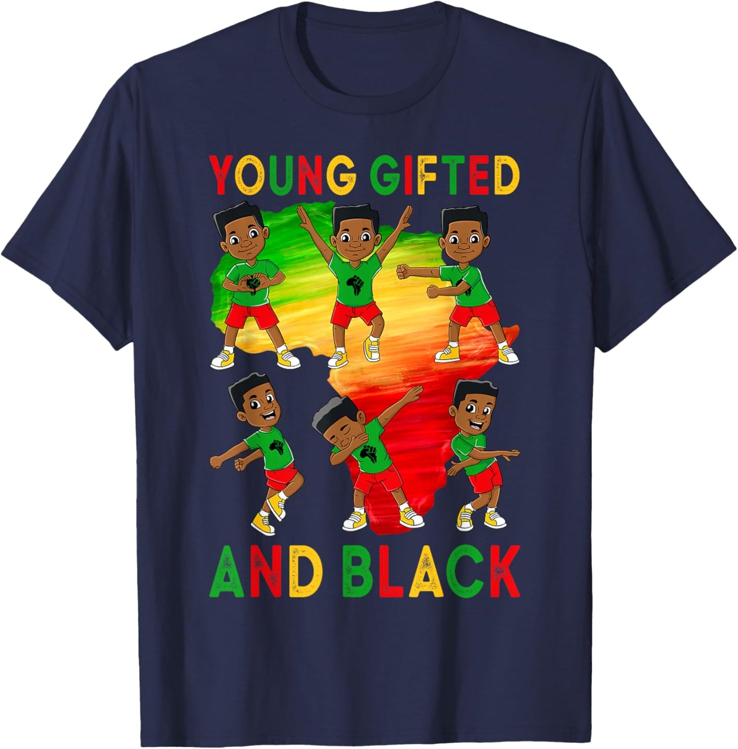 Young Gifted and Black Boys Kids Juneteenth Young King T-Shirt - T-Shirt | Navy