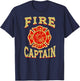 FIRE CAPTAIN Badge Firefighter Fire Department Flag Fireman T-Shirt - T-Shirt | Navy