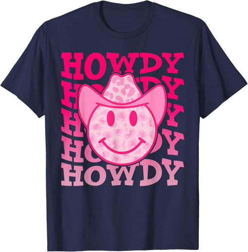 Pink Howdy Smile Face Rodeo Western Country Southern Cowgirl