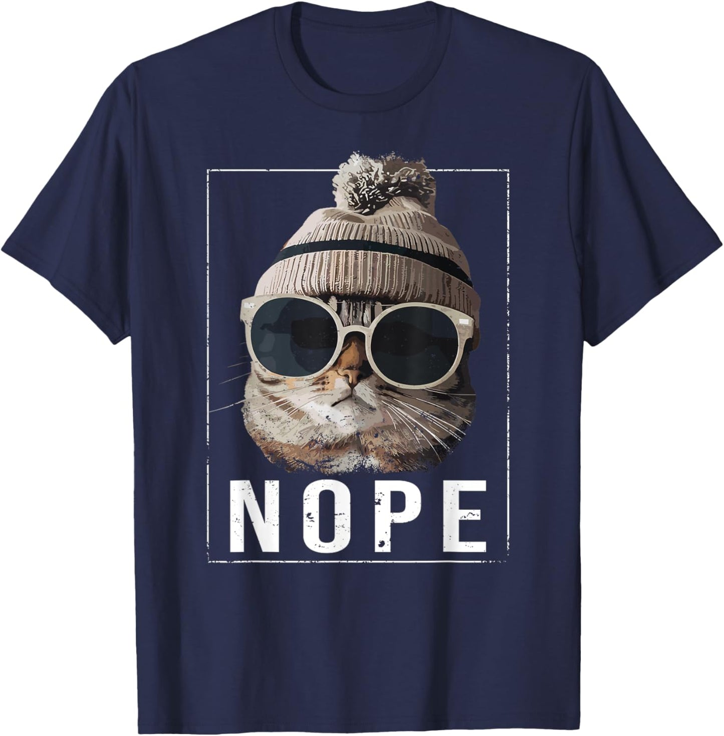 Funny Cat Nope T-Shirt - T-Shirt | Navy