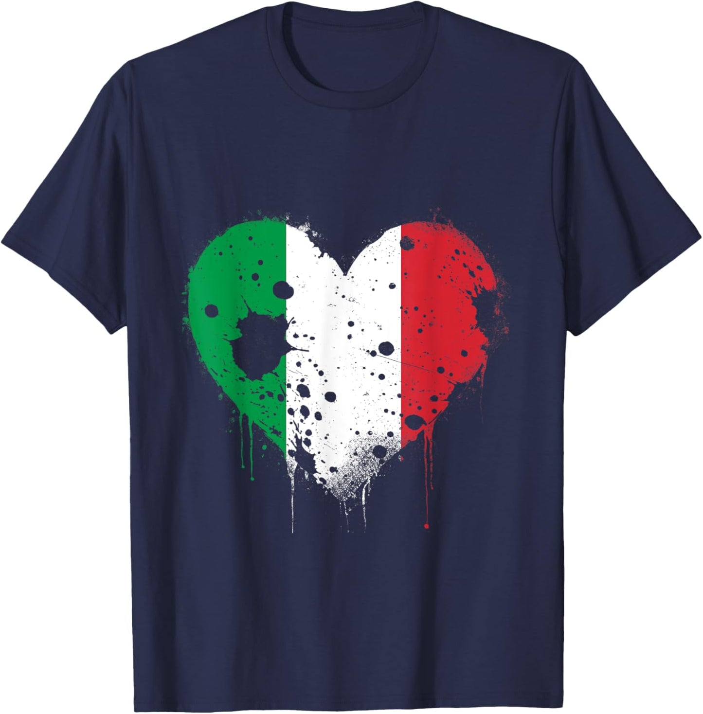 Italian Flag with Heart Shaped Roots T-Shirt - T-Shirt | Navy