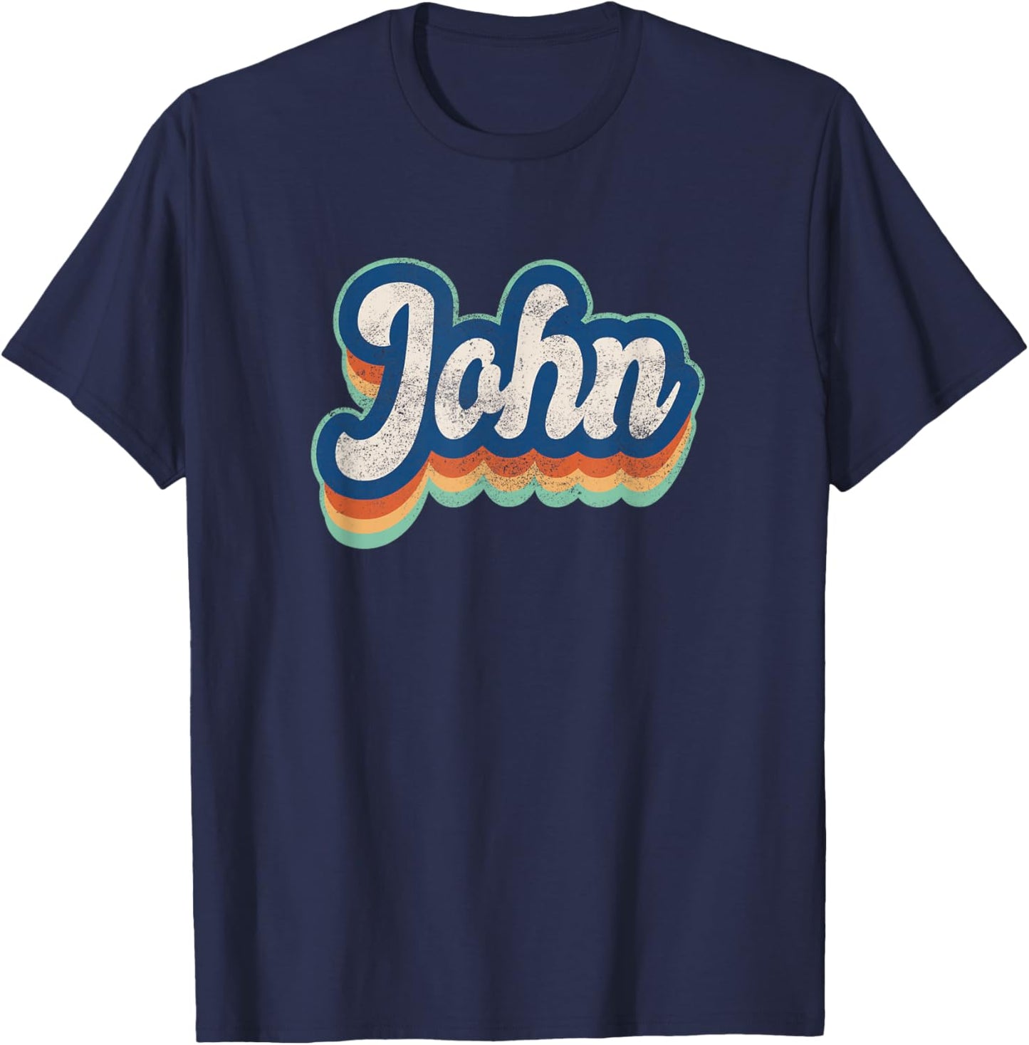John First Name Boy Vintage Style 70s 80s Personalized T-Shirt - T-Shirt | Navy