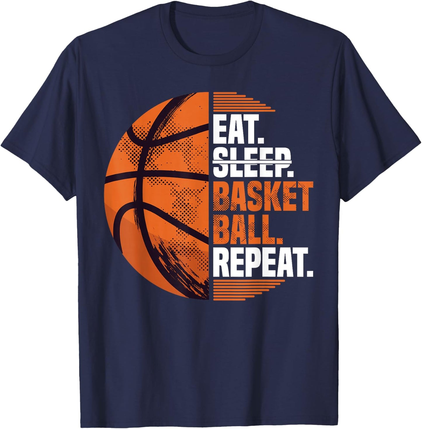 Eat Sleep Basketball Repeat I Court Basketballer Basketball T-Shirt - T-Shirt | Navy