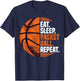 Eat Sleep Basketball Repeat I Court Basketballer Basketball T-Shirt - T-Shirt | Navy