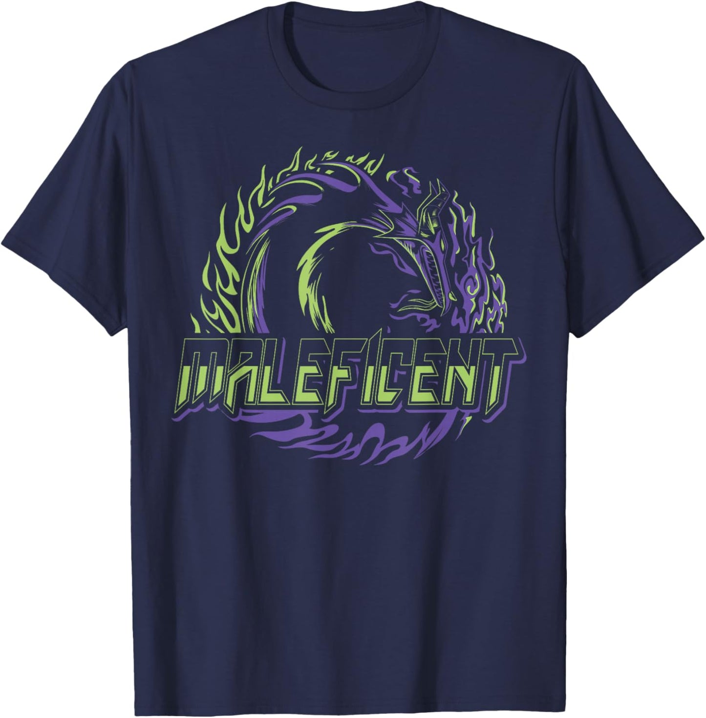 Disney Villains Maleficent Neon Dragon Circle T-Shirt - T-Shirt | Navy