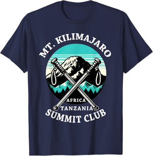 Climbed Mount Kilimanjaro Summit Club Hike Tanzania T-Shirt - T-Shirt | Navy