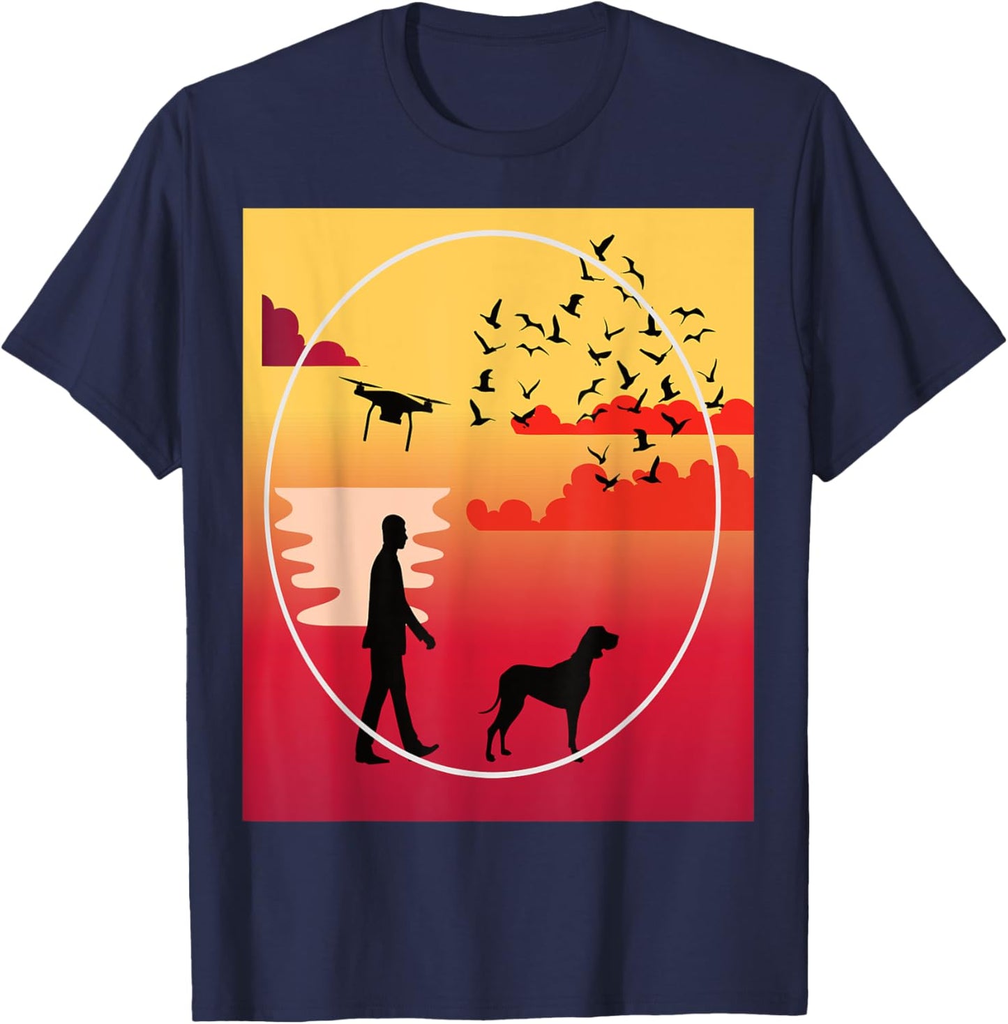 Drone Life Dogs Drones Sunsets Family Quadcopter Love T-Shirt - T-Shirt | Navy