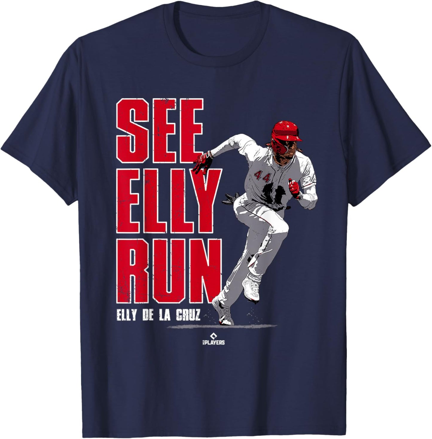 See Elly Run Elly De La Cruz Cincinnati MLBPA T-Shirt - T-Shirt | Navy