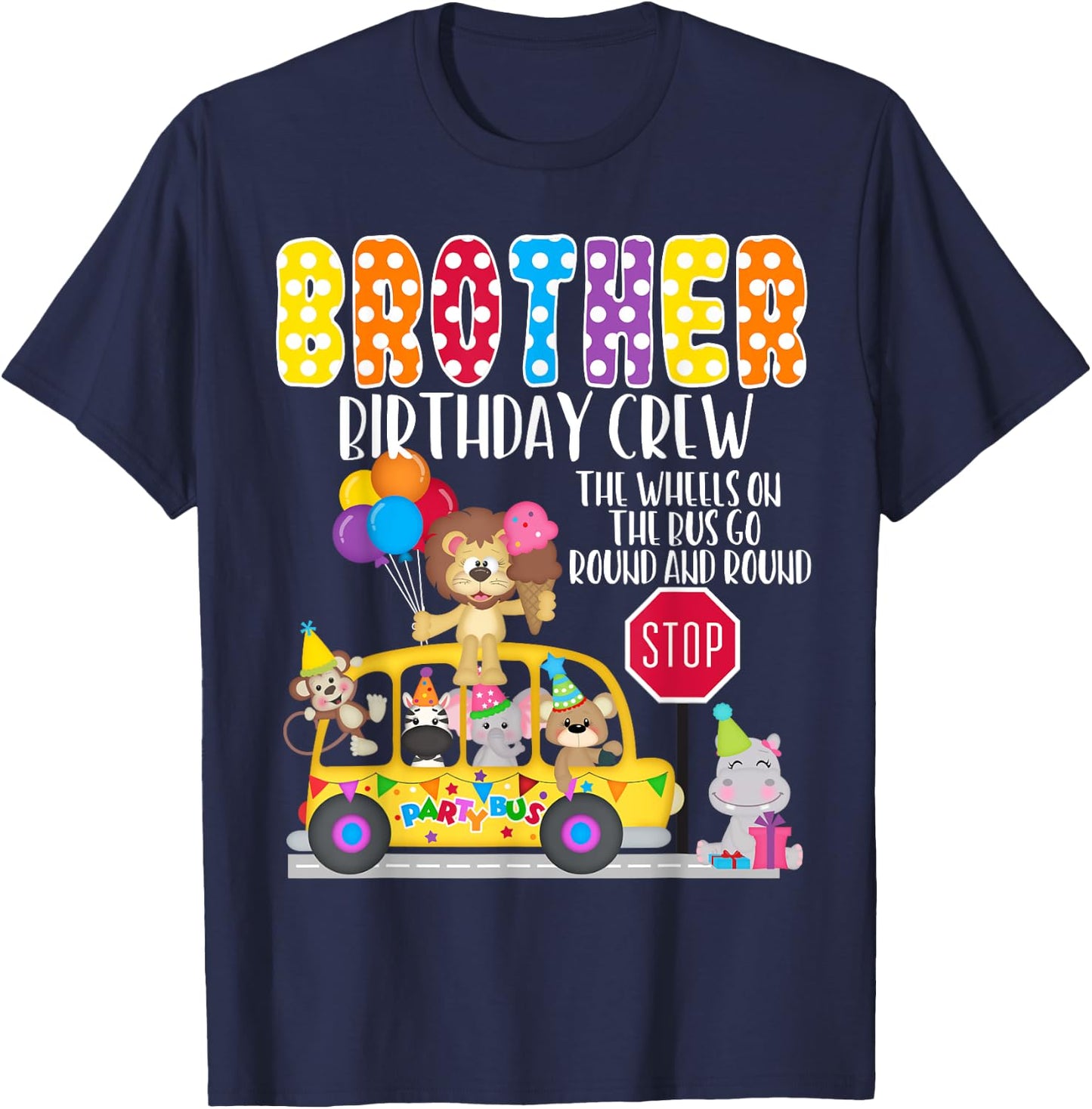 The Wheels On The Bus Brother Birthday Crew Party Toddler T-Shirt - T-Shirt | Navy