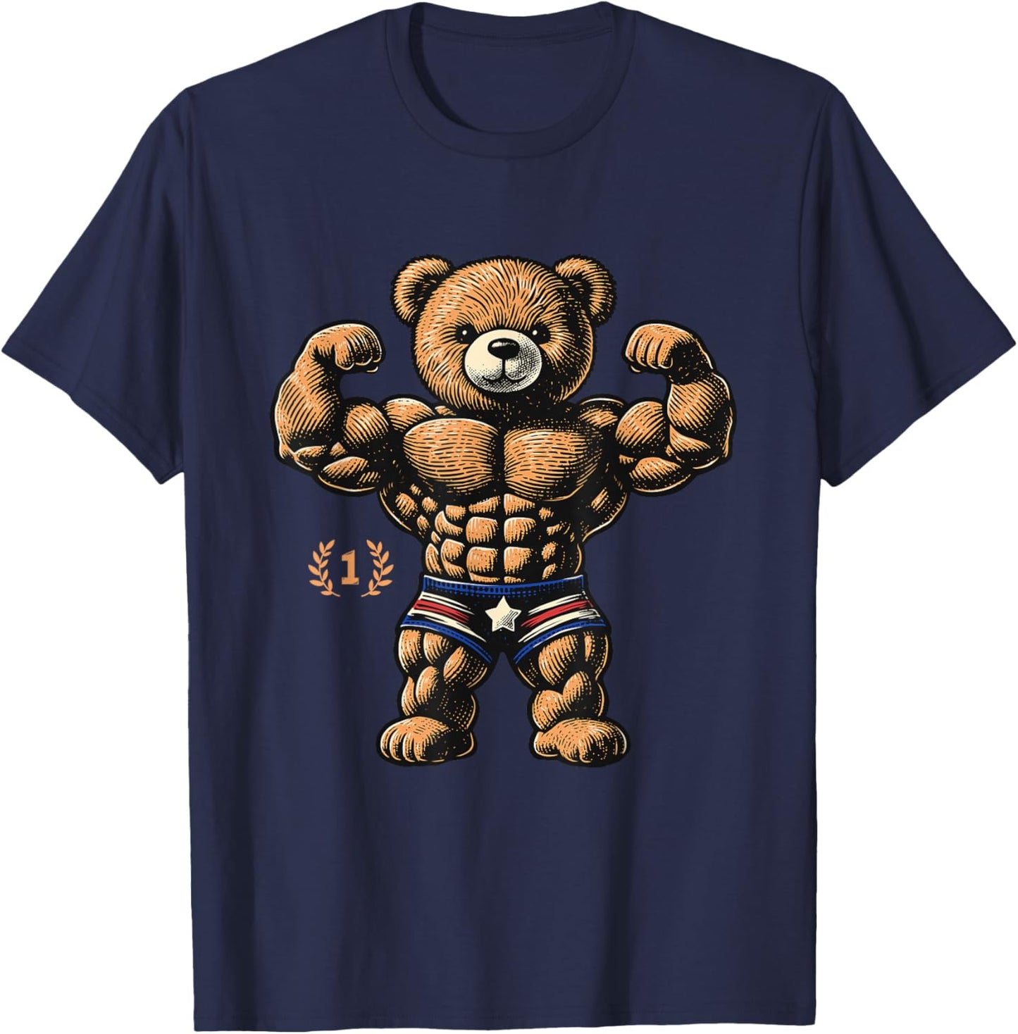 Bear Bodybuilding Gift Man Sporty Bodybuilder GYM , Black, S T-Shirt - T-Shirt | Navy