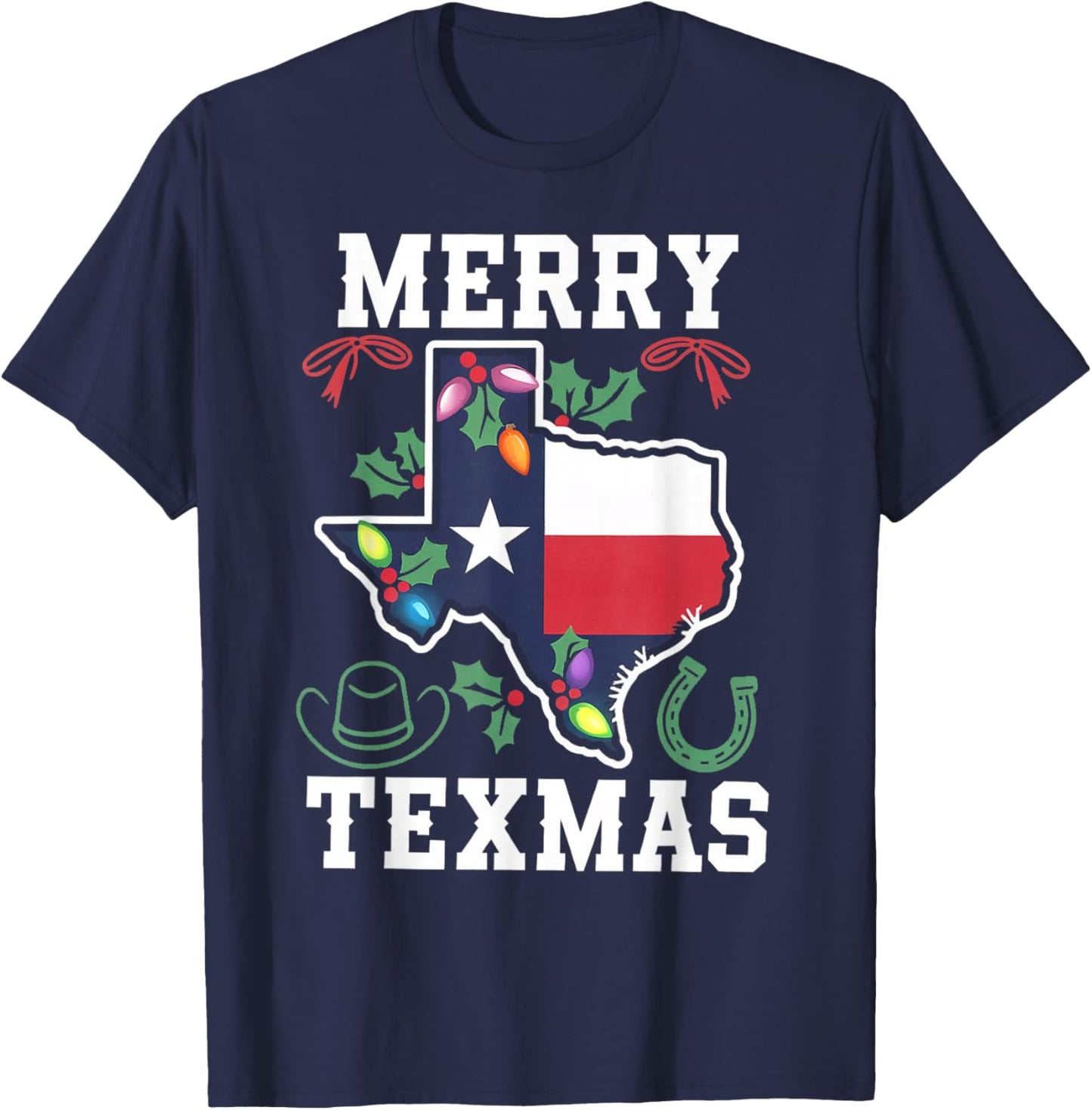 Funny Merry Texmas Texas State Family Christmas Xmas Pajama T-Shirt - T-Shirt | Navy