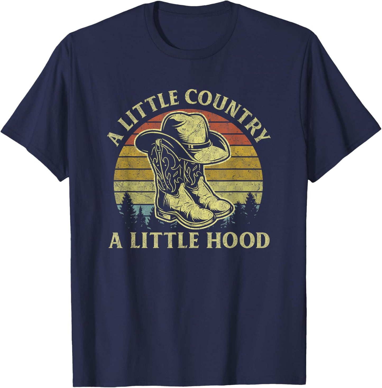 Little Country Little Hood Vintage Cowboy Hat Country Music T-Shirt - T-Shirt | Navy