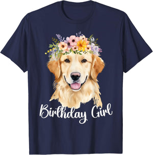Dog Birthday Girl Golden Retriever Mom Birthday Party outfit T-Shirt - T-Shirt | Navy