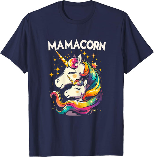 Mamacorn Magical Unicorn Mommy Cute Colorful Mama Corn Girl T-Shirt - T-Shirt | Navy