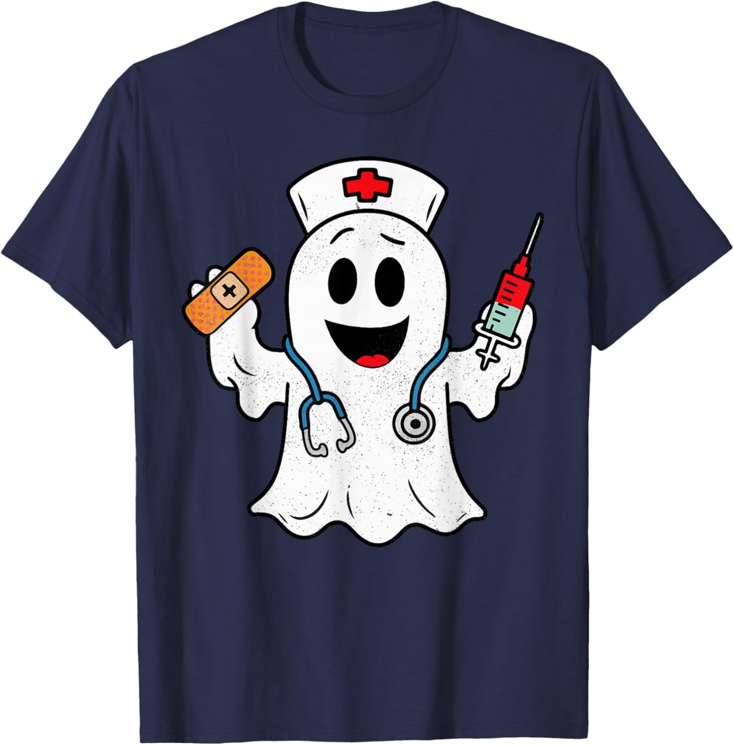 Nurse Ghost Scrub Cute Halloween Costume For Nurses Women RN T-Shirt - T-Shirt | Navy