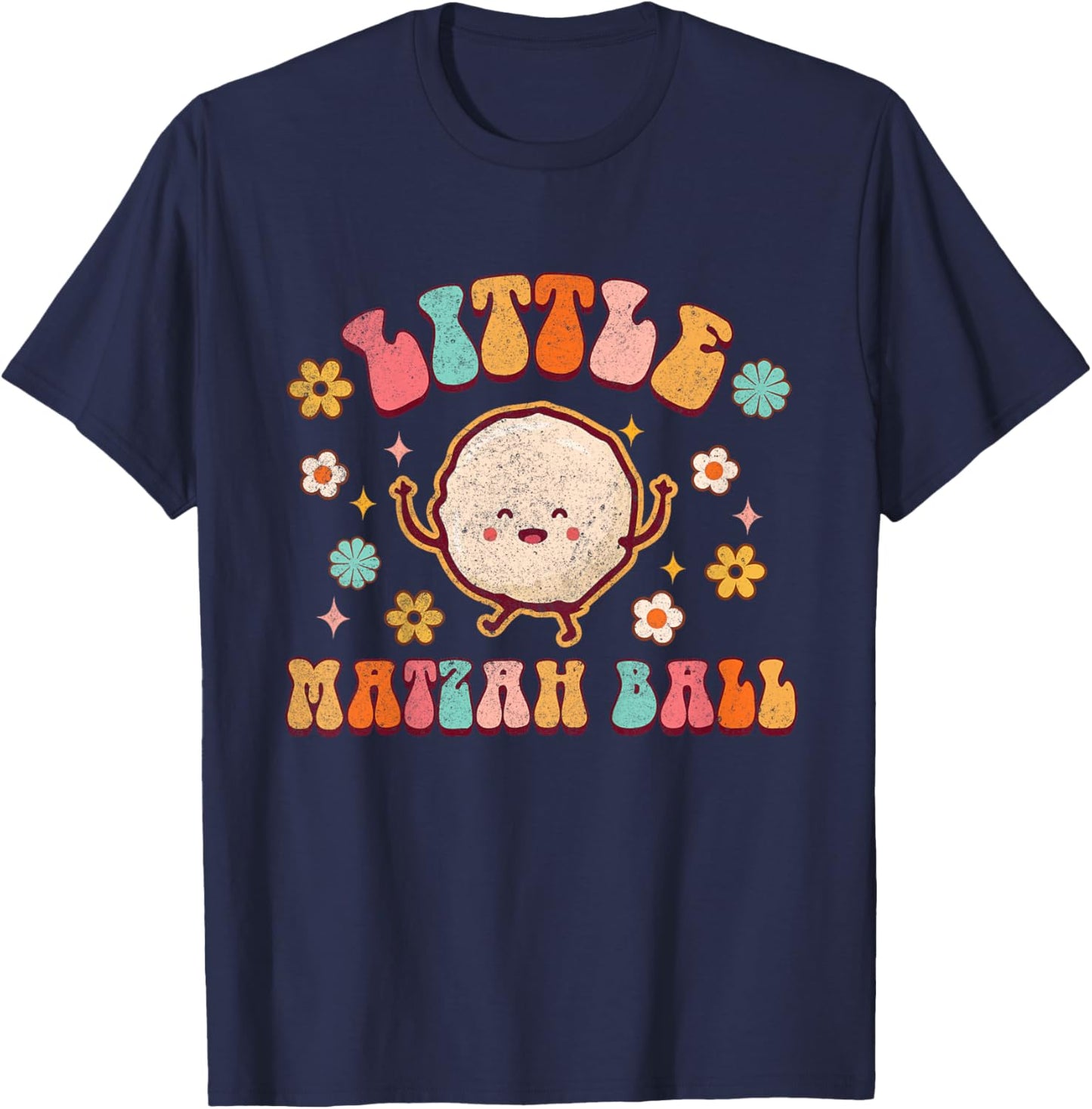 Little Matzah Ball Cute Jewish Baby Shower Passover Groovy T-Shirt - T-Shirt | Navy