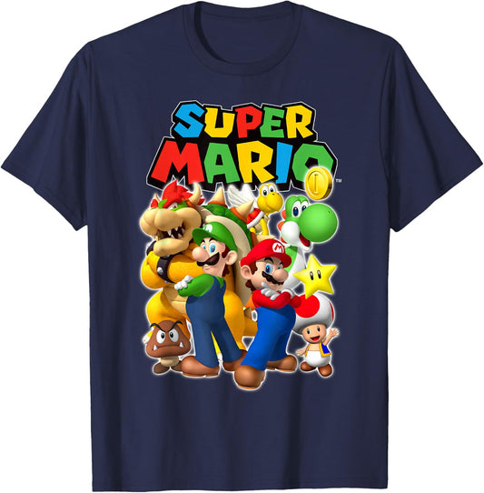 Super Mario Originals Group Shot T-Shirt - T-Shirt | Navy