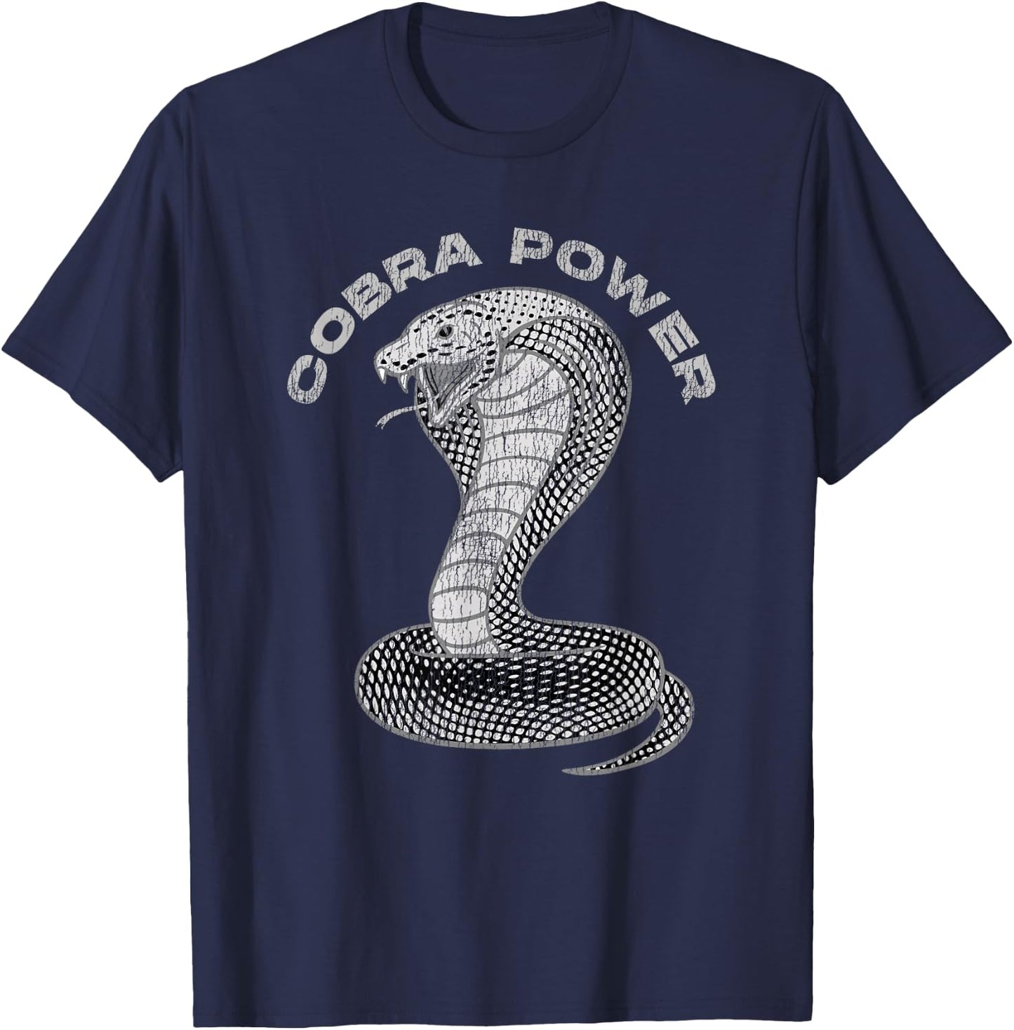 Vintage Distressed King Cobra Power Snake Muscle Car Karate T-Shirt - T-Shirt | Navy