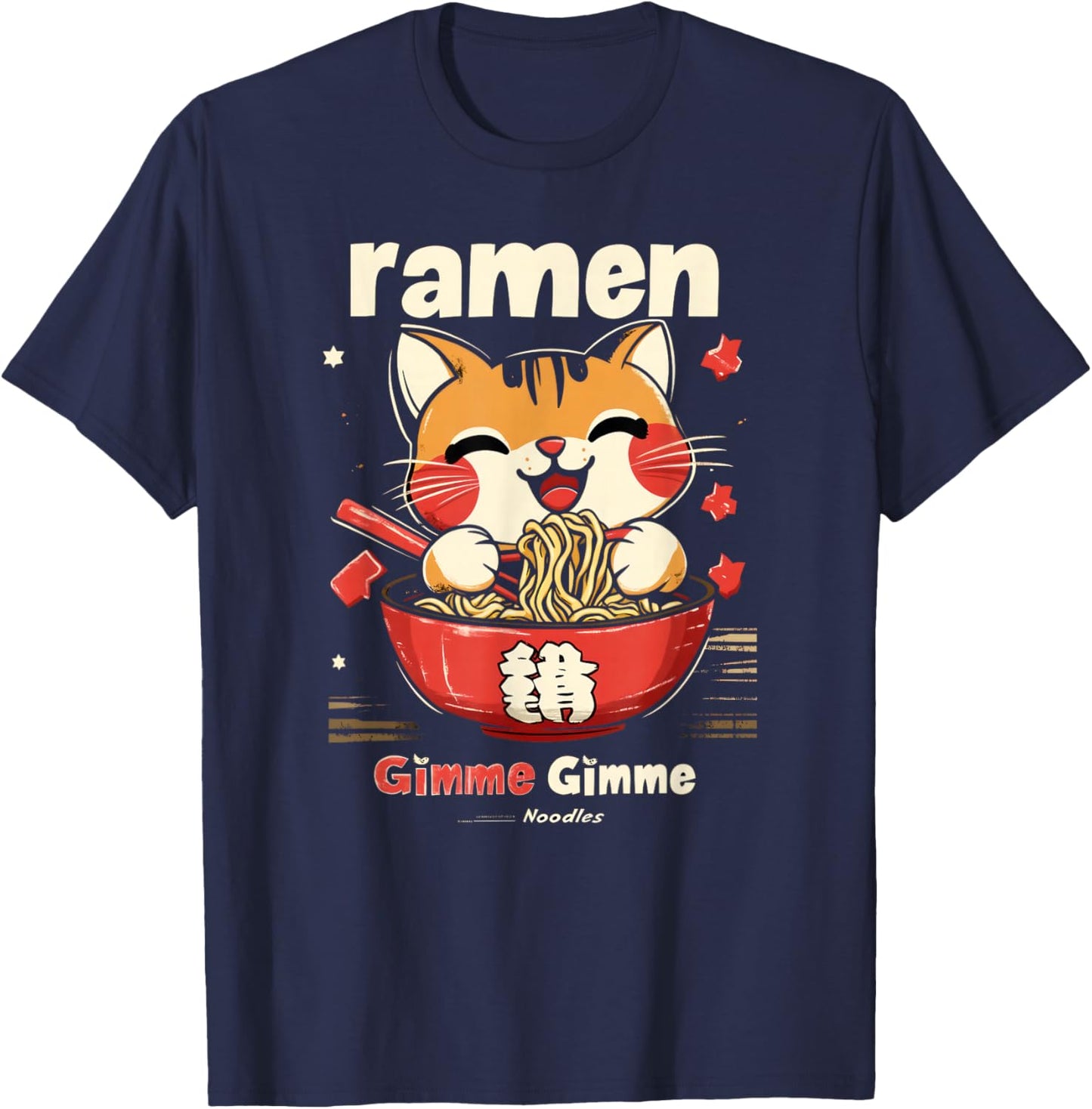 Anime Cat Ramen Kawaii japanese cat kawaii manga T-Shirt - T-Shirt | Navy