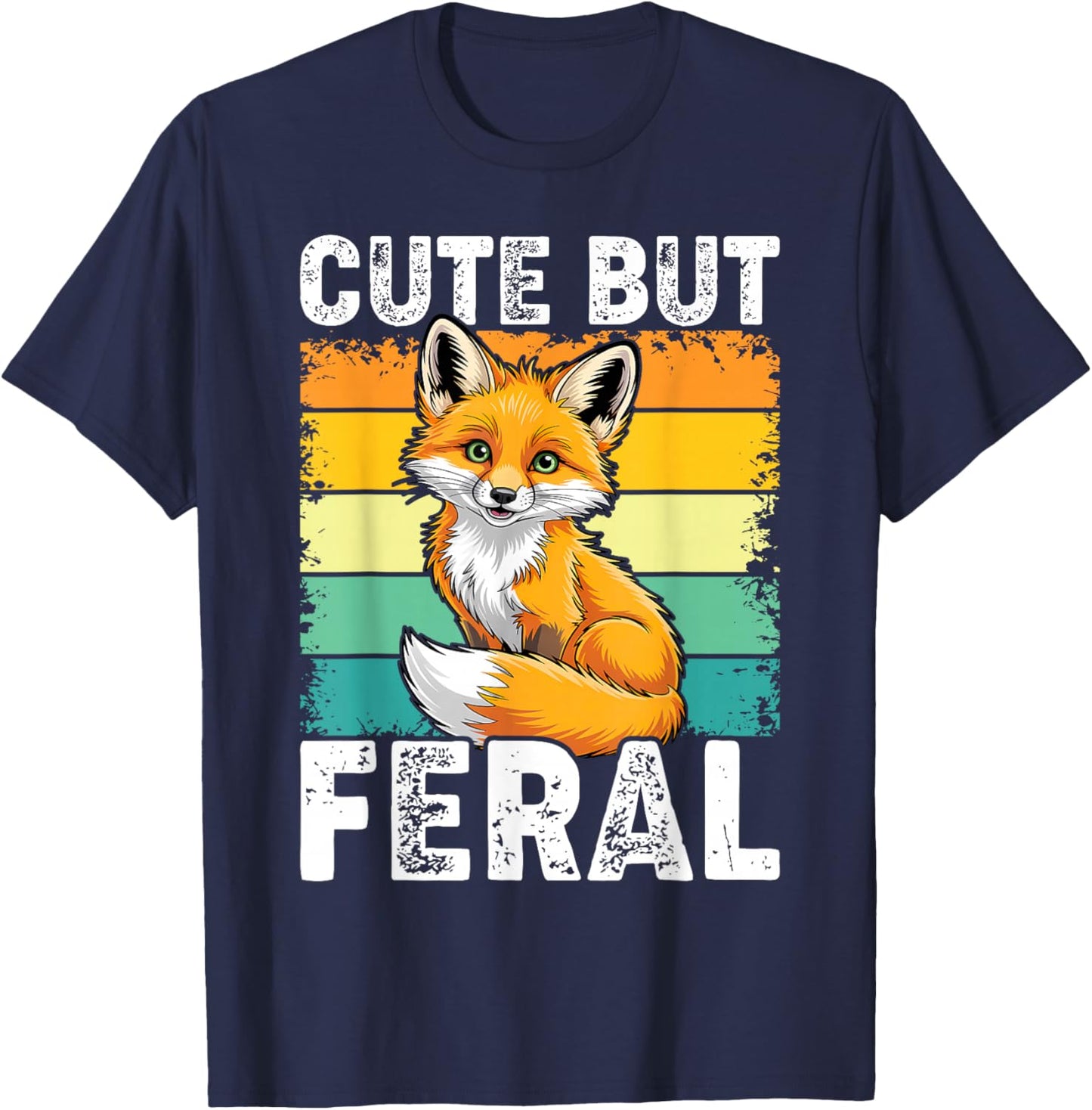Funny Cute But Feral Fox Toddler Boy Girl T-Shirt - T-Shirt | Navy