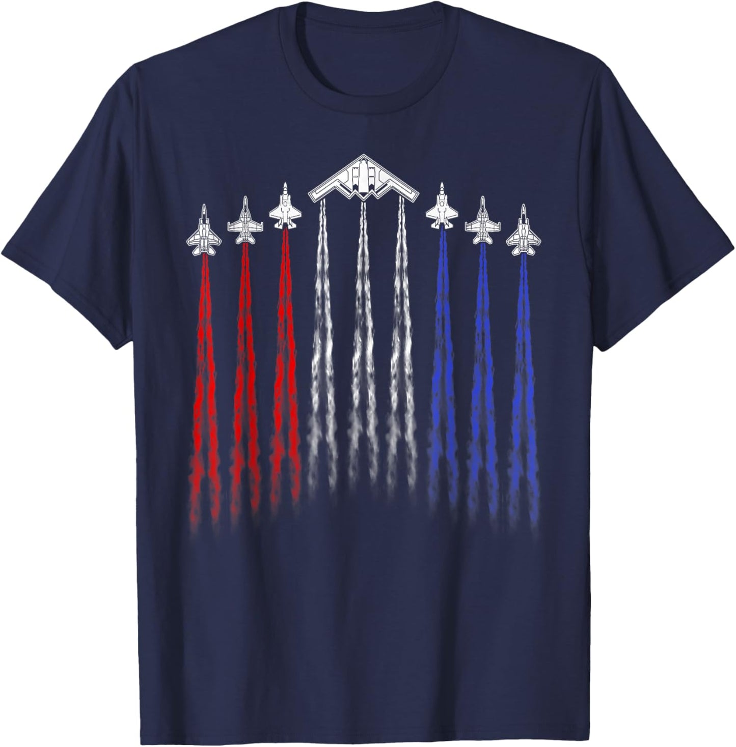 4th Of July Fighter Jet Airplane Red White Blue Patriotic T-Shirt - T-Shirt | Navy