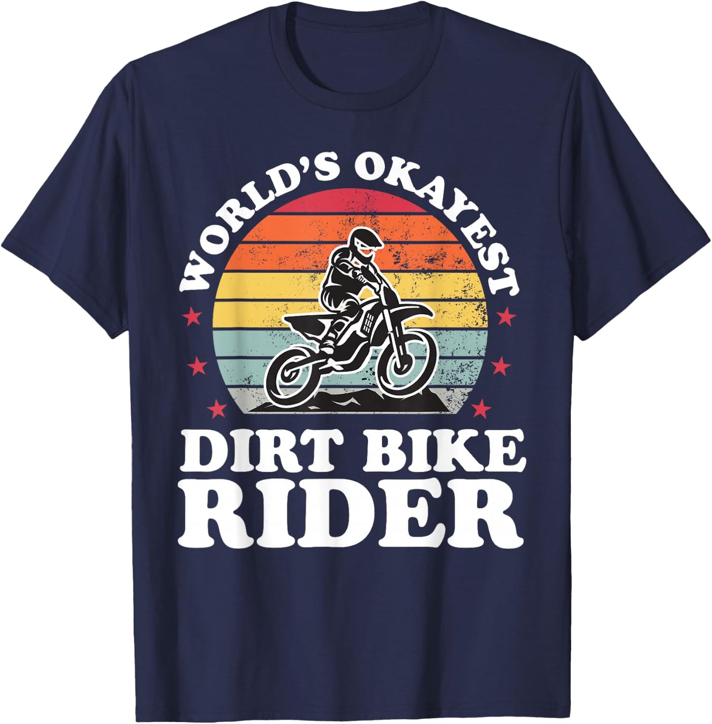 Worlds Okayest Dirt Bike Rider Motocross Boys Girls T-Shirt - T-Shirt | Navy