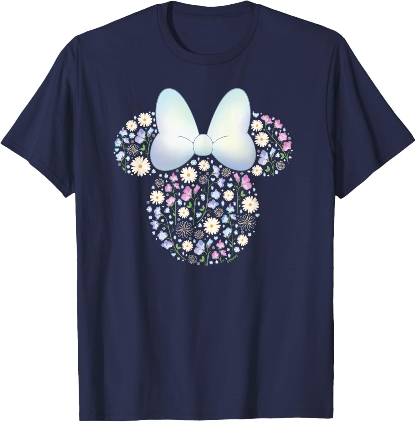 Disney Minnie Mouse April Birth Month Birthstone & Flowers T-Shirt - T-Shirt | Navy