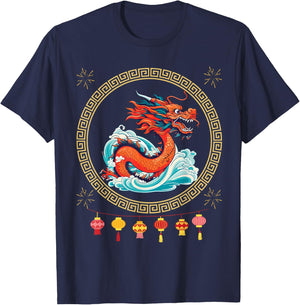 Happy New Year 2025 Year of the Dragon Chinese Zodiac T-Shirt - T-Shirt | Navy